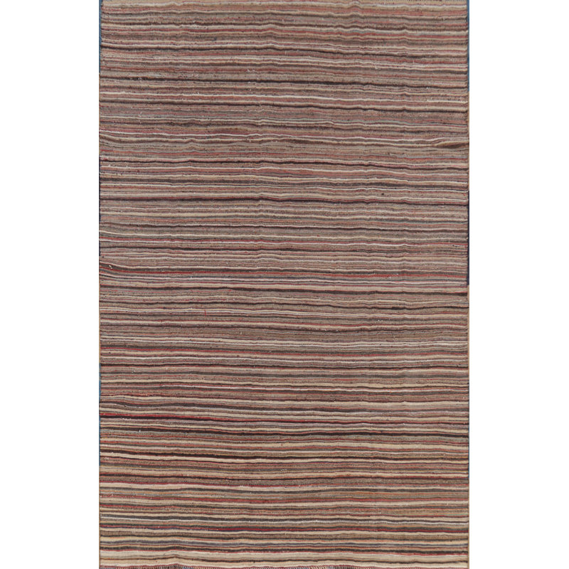 Tapis oriental à motif kilim rayé 7 x 10