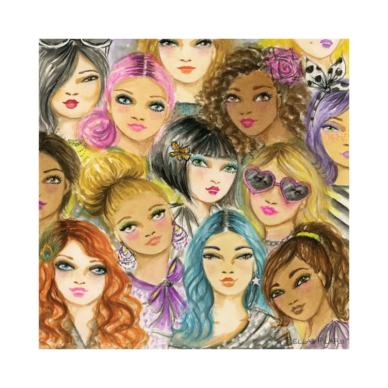 Bold And Bright Women by Bella Pilar - Painting on Canvas, Wrapped Canvas, 45.72cm H x 45.72cm W x 1.91cm D