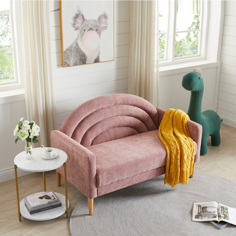 Canapé rembourré à deux places Michala, H 31,5 po x l 49,6 po x P 30,7 po, Polyester rose