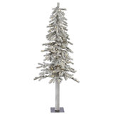 Flocked Alpine 5' H Lighted Artificial Pine Christmas Tree