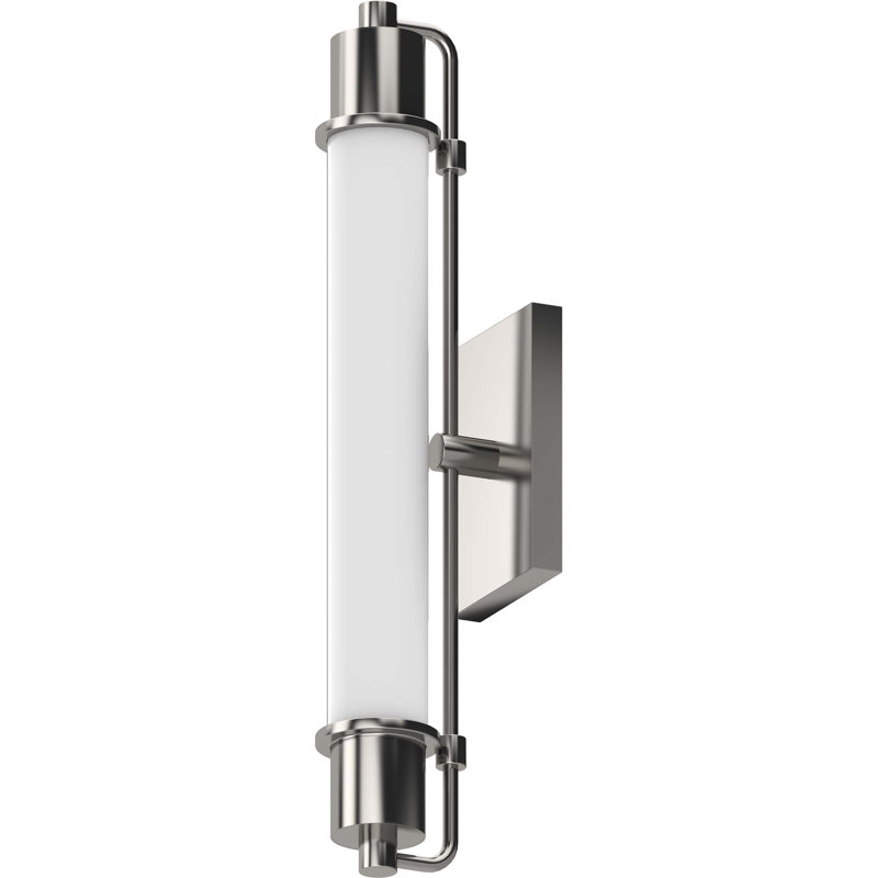 Applique murale cylindrique en nickel brossé à 1 lumière avec abat-jour en verre gravé blanc