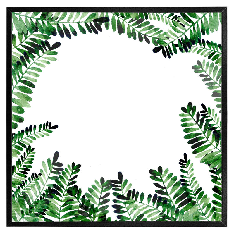 Garnon Green Botanical Leaves - Single Picture Frame Print, Black Framed, 31cm H x 31cm W x 4cm D