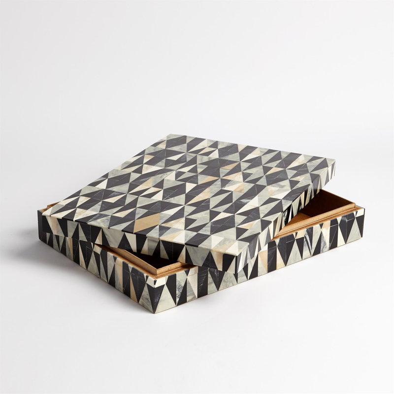 Brass Diamond Box, 3" H x 16" W x 12" D