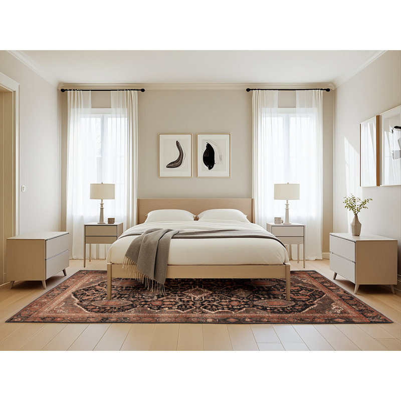 Tapis brun lavable à la machine, Rectangle de 5 pi x 8 pi