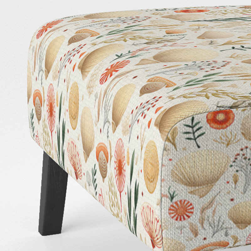 Fauteuil de chambre Seashell Serenity Tropical, Esquisse d'un motif tropical de coquillage II