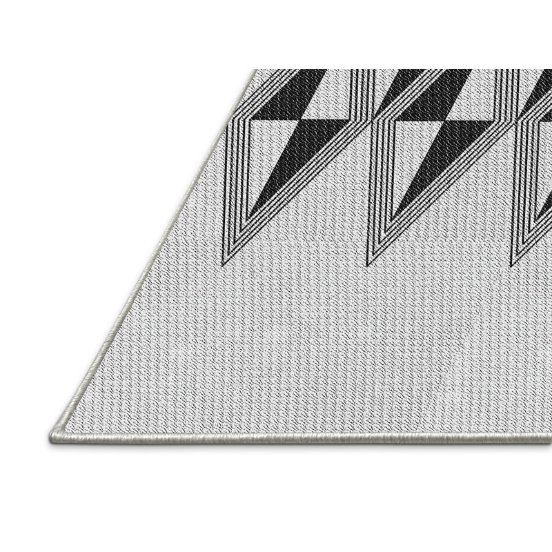 Tapis décoratif géométrique noir Rockhampton, Rectangle 7 pi x 9 pi