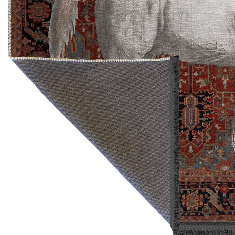 Tapis décoratif moderne à motif cheval foncé beige, Rectangle 3 pi 9,81 po x 4 pi 11,06 po