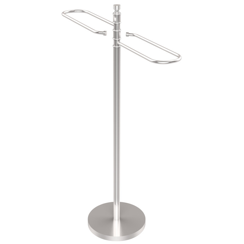 Porte-serviettes sur pied contemporain, Chrome satiné