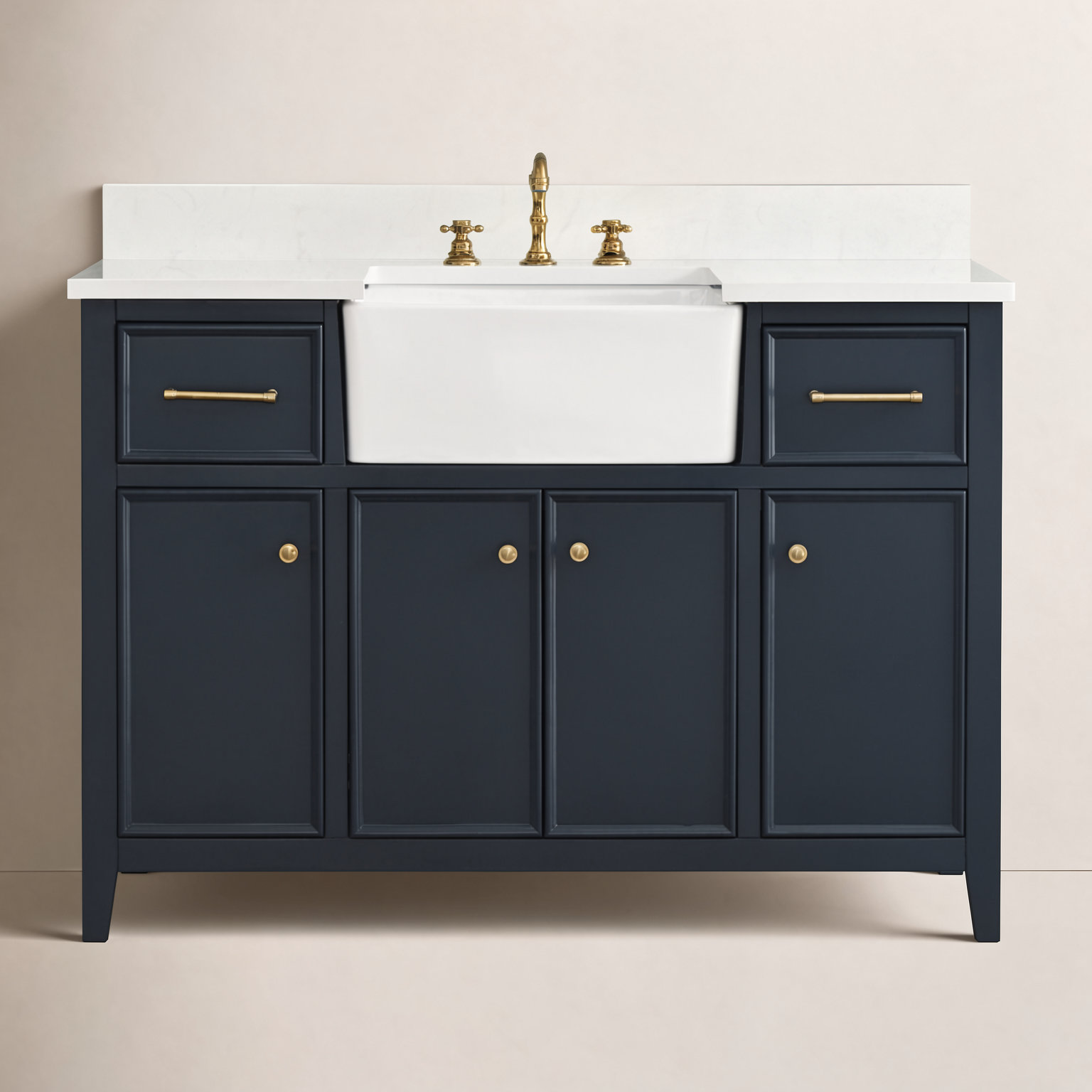 Aisa 48" Pine Single Bathroom Vanity, Indigo Blue/Brushed Gold