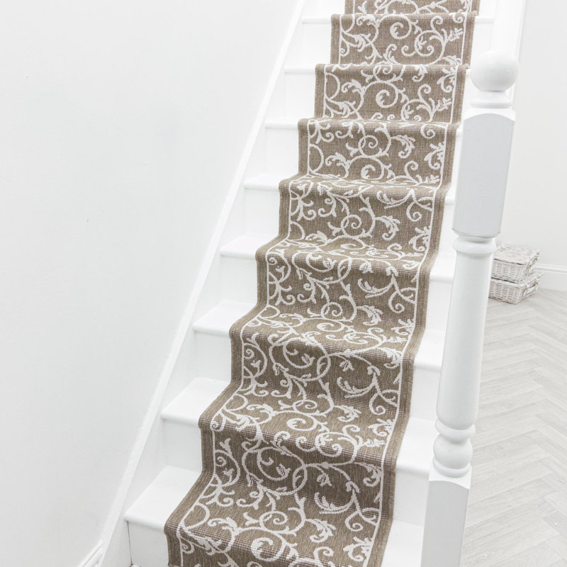 Stair Runner Damask Flatweave Area Rug, Runner 60 x 450 cm