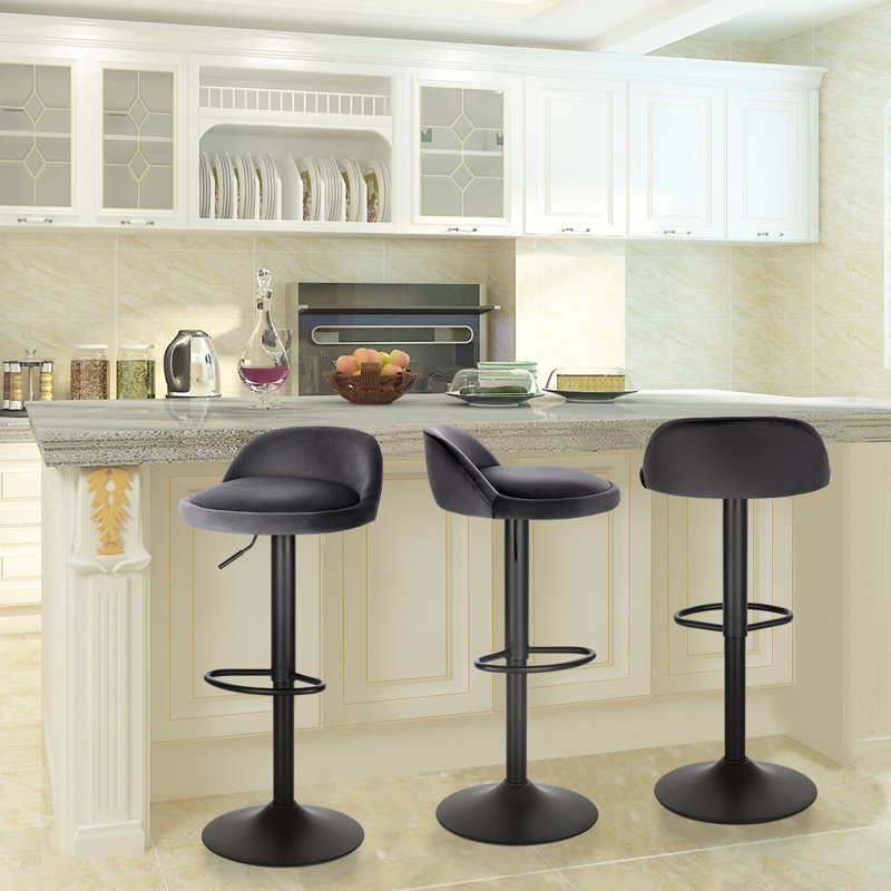 Ashanty Swivel Bar Stool, Dark Grey
