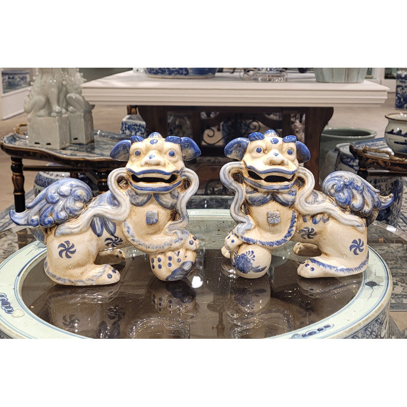 Animals Figurines & Sculptures, Blue/White, 6.5" H x 8.5" W x 4" D