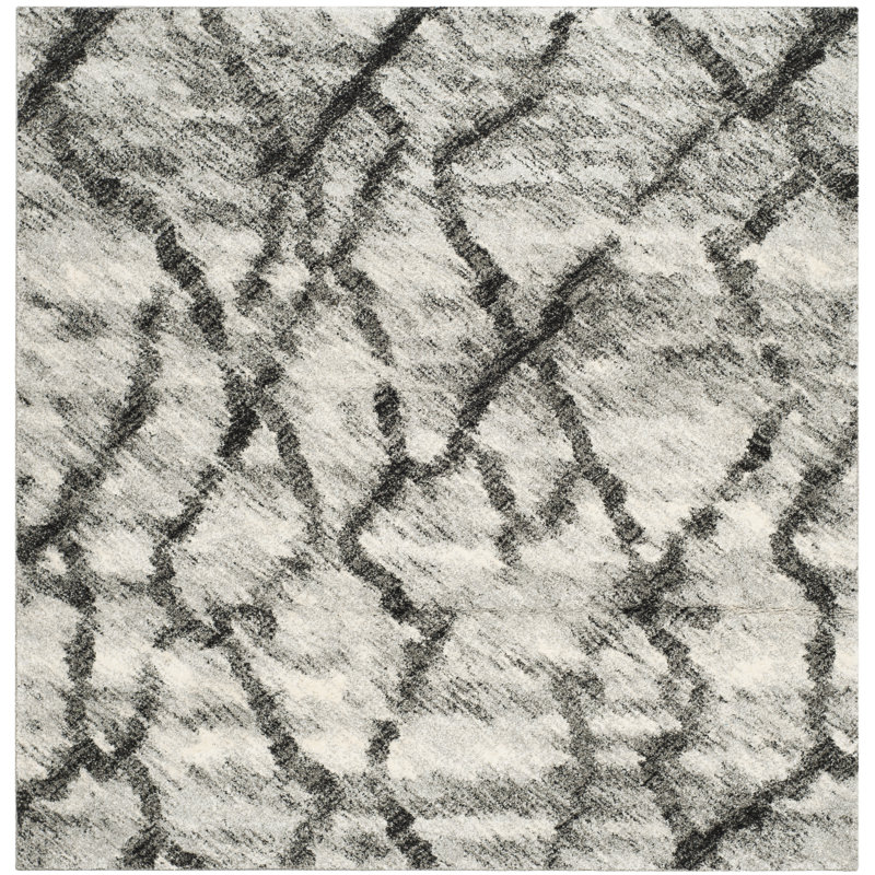 Tapis abstrait Retro 2144 Performance, Carré 6 pi, Gris