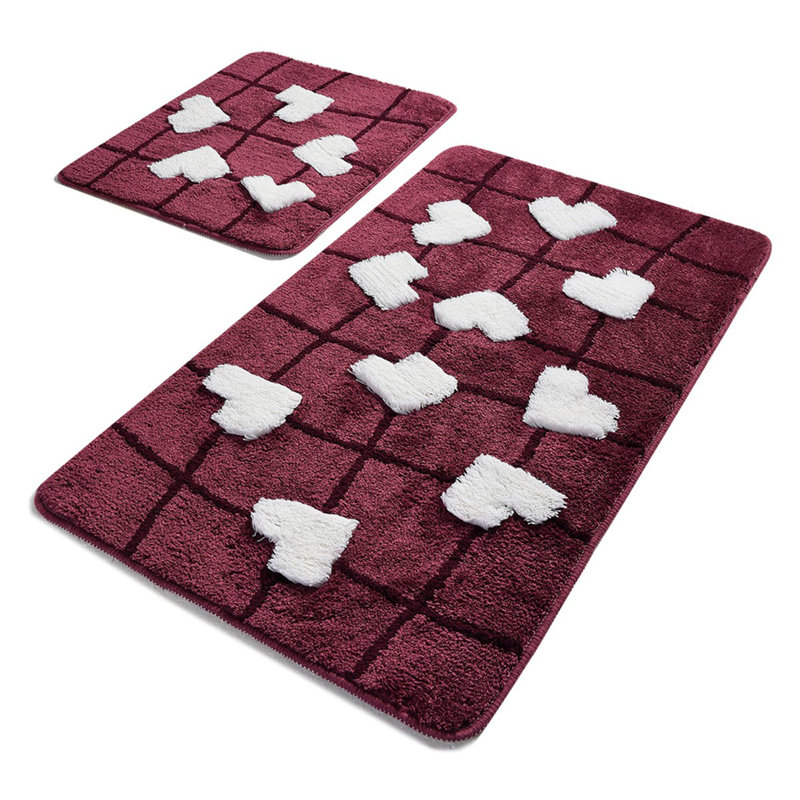 Ensemble de tapis de bain 2 pièces Elsaid, Mauve / blanc