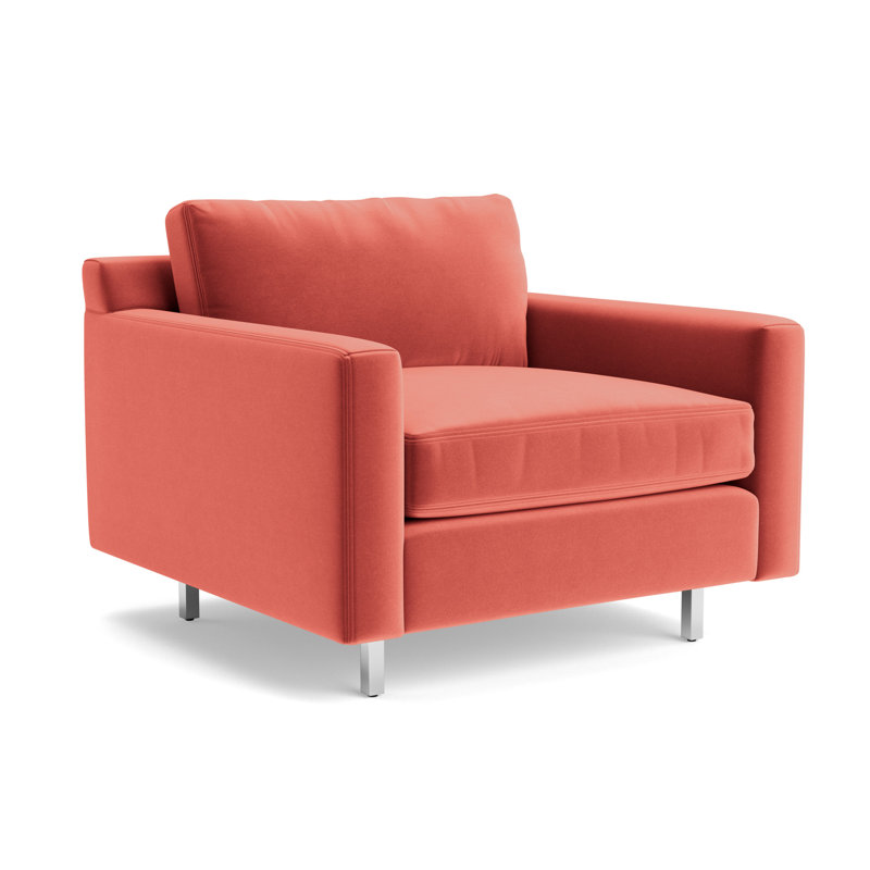 Hunter Chair No Welt, Performance Velvet - Sienna, Polished Stainless Steel