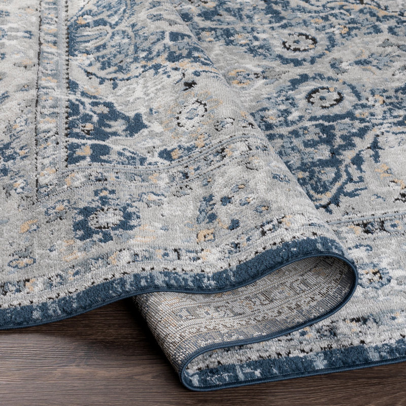 Tapis oriental bleu marine Loar, Rectangle 7 pi 10 po x 10 pi