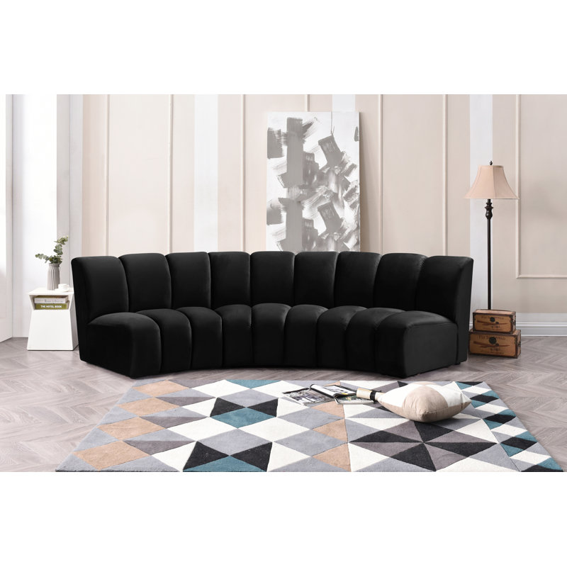 Canapé modulaire en velours Infinity, Velours noir, 3 pièces