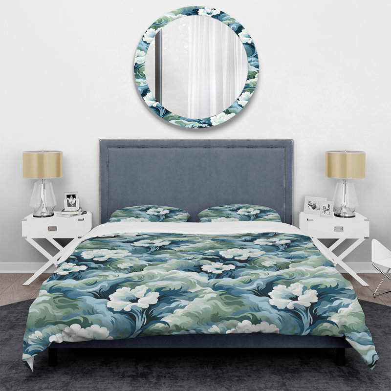 Ensemble de housse de couette à motif floral Zen Floral Retreat II, Housse de couette pour très grand lit et 2 très