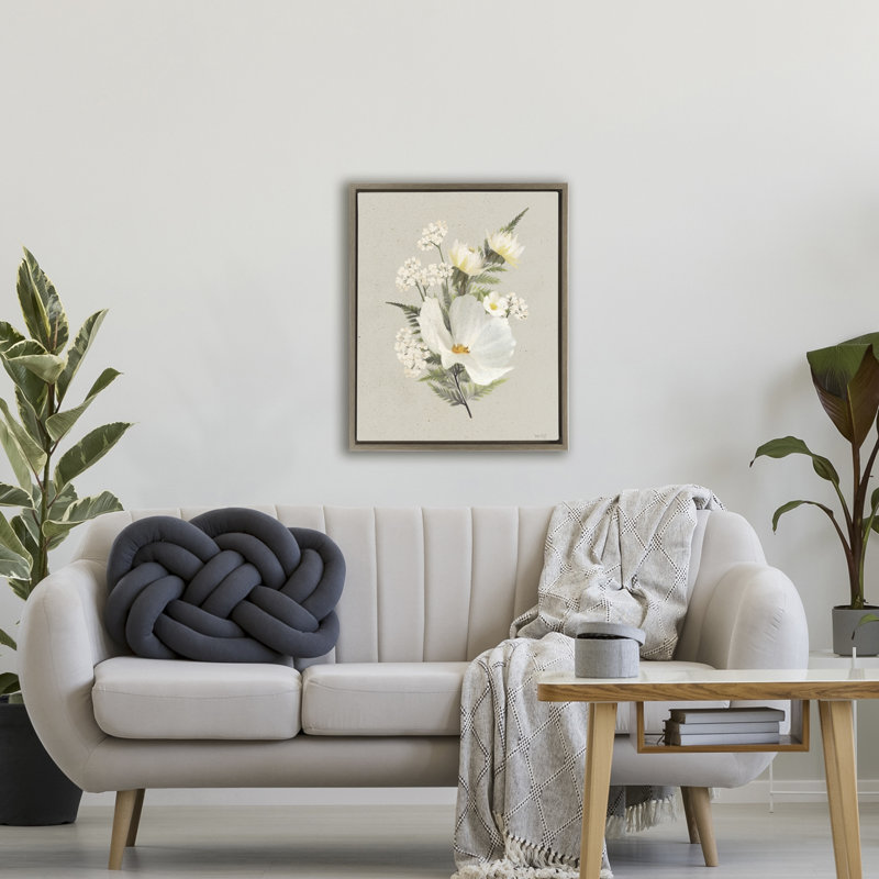 Cadre flottant en papier avec fleurs blanches, design par House Fenway, Cadre flottant orme Montalcino, H 31 po x l 25 po