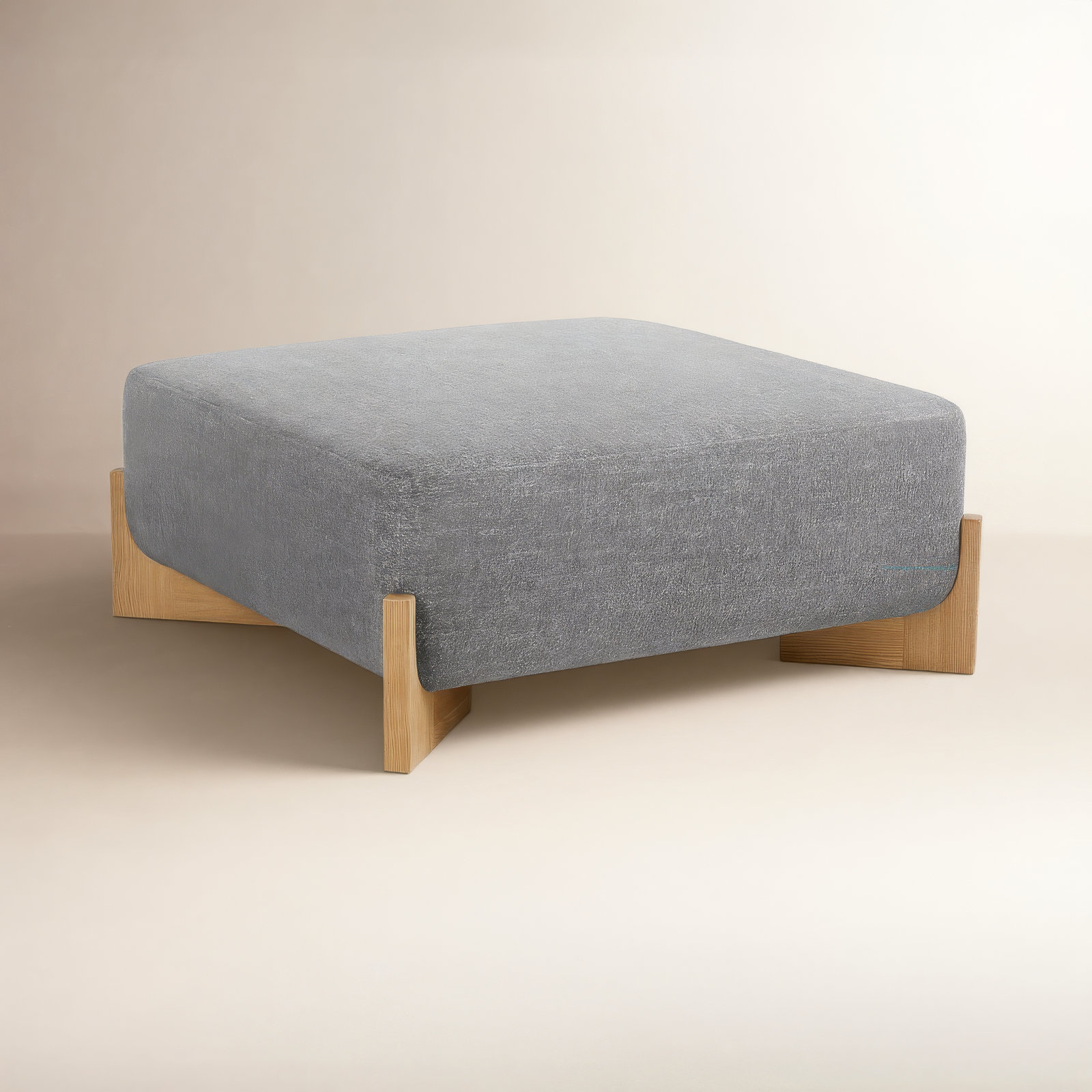 Zale 40" Upholstered Ottoman, Magnolia Light Grey Tweed