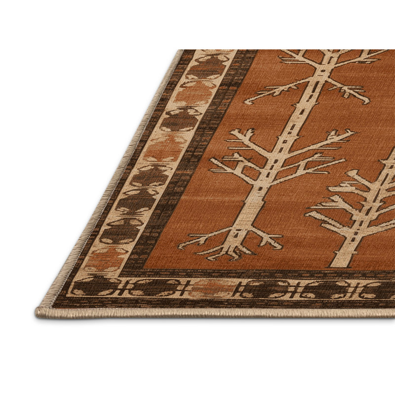 Tapis botanique brun lavable à la machine, Tapis de couloir 2 pi x 5 pi