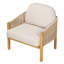 Fauteuil club d'extérieur en bois Grotta, corde beige avec coussin beige, fauteuil-307247697