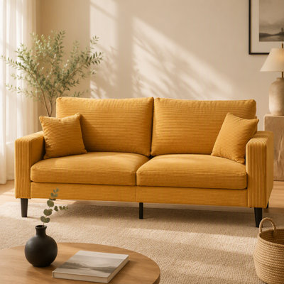 Comfortable Modern Upholstered Three-Seater Sofa for Living Room and Bedroom