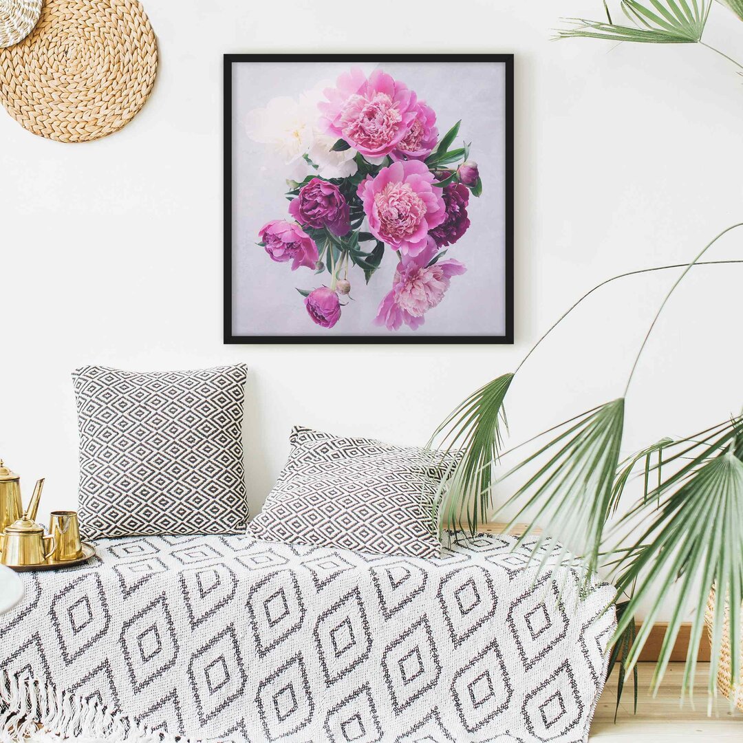 Gerahmter Grafikdruck Peonies Shabby Pink White