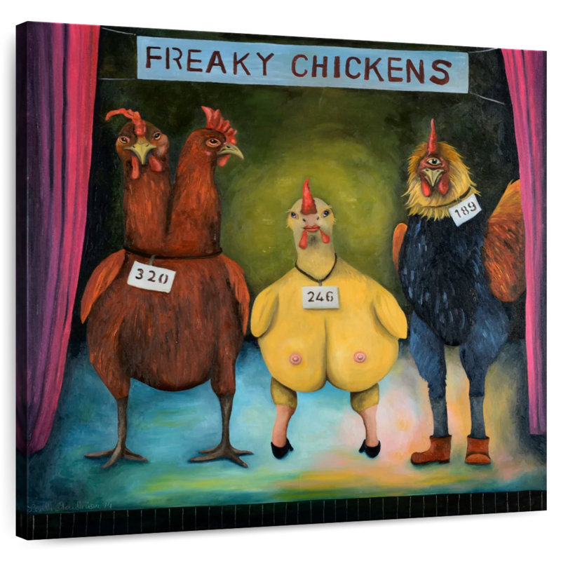 Crowle Freaky Chickens, 24" H x 24" W