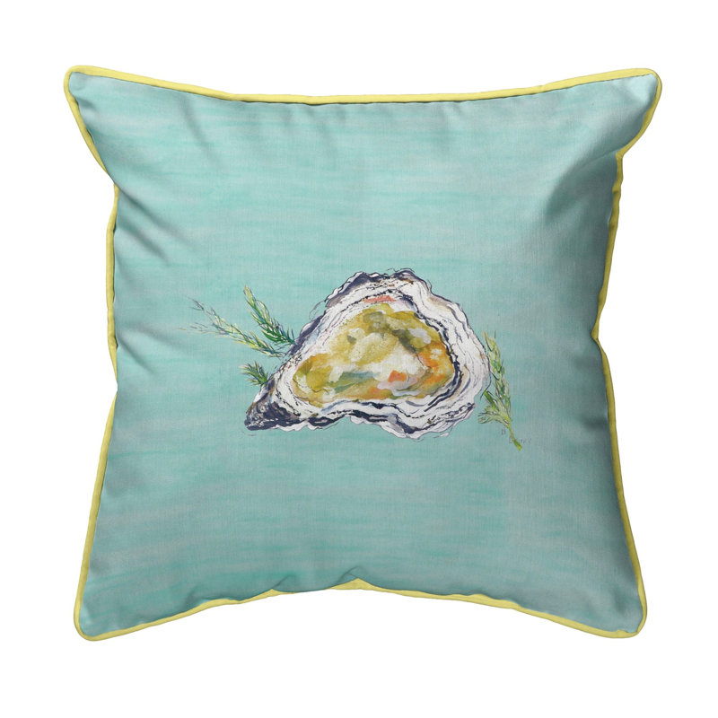 Oyster Outdoor Throw Pillow, Green, Small