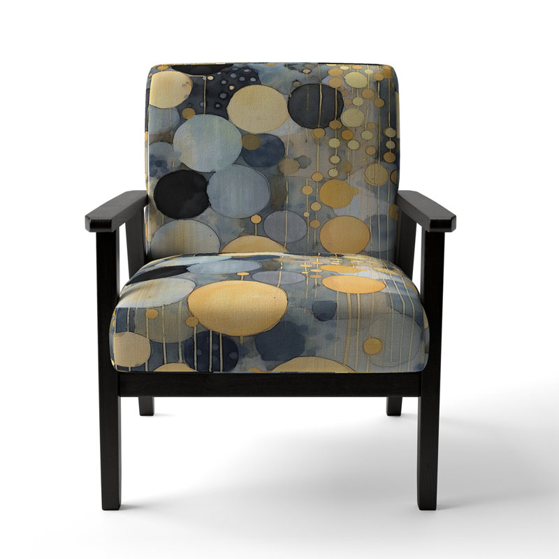 Fauteuil rembourré moderne pastel avec taches bleues noires et dorées XVIIIème
