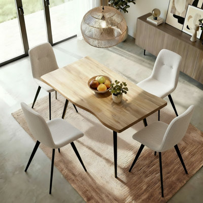 120cm Oak-Effect Dining Table and Chairs Set