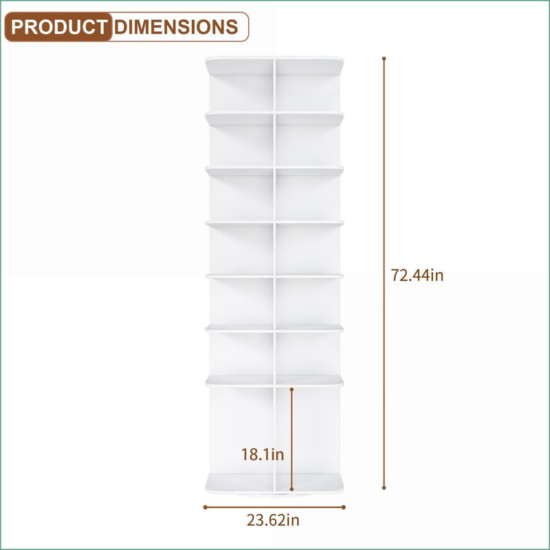 Range-chaussures rotatif | Organisateur rotatif 7 niveaux à 360 ° | Convient à 28 paires | Blanc neige | Moderne | Chambre à coucher