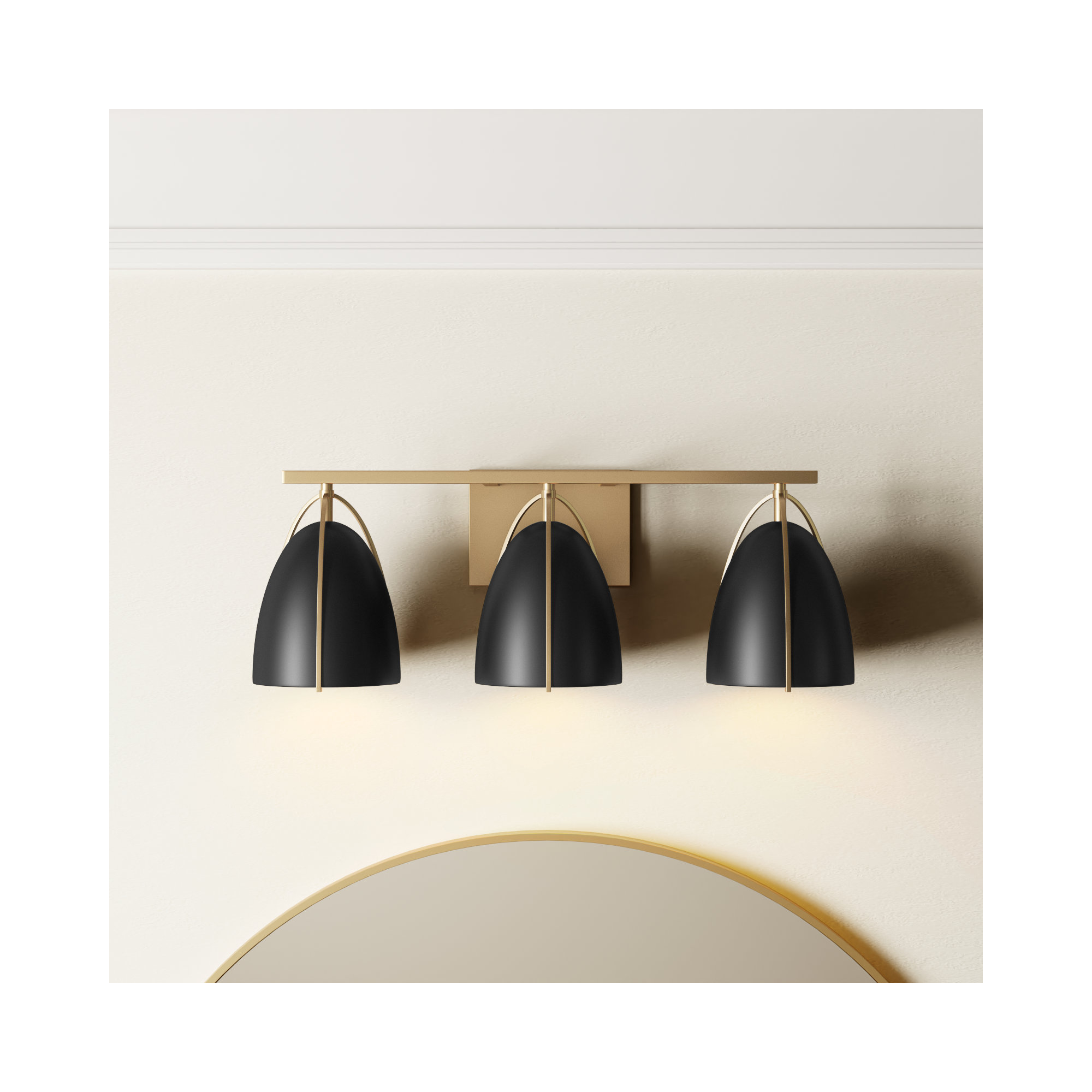 Noel 3 Light Dimmable Vanity Light, Satin Brass, No