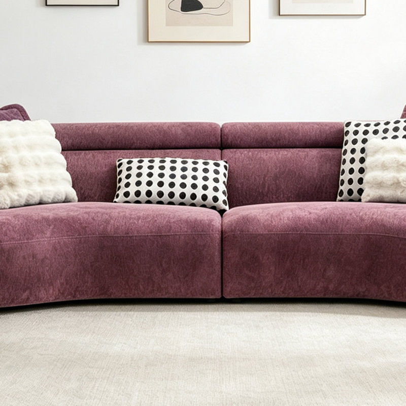 Canapé courbé de style français French, Chenille mauve