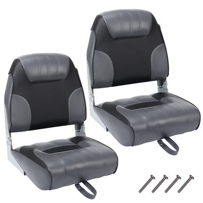 2 Pack Boat Seats Low Back Folding Boat Seats Fishing Boat Chairs With Thick Sponge Padding