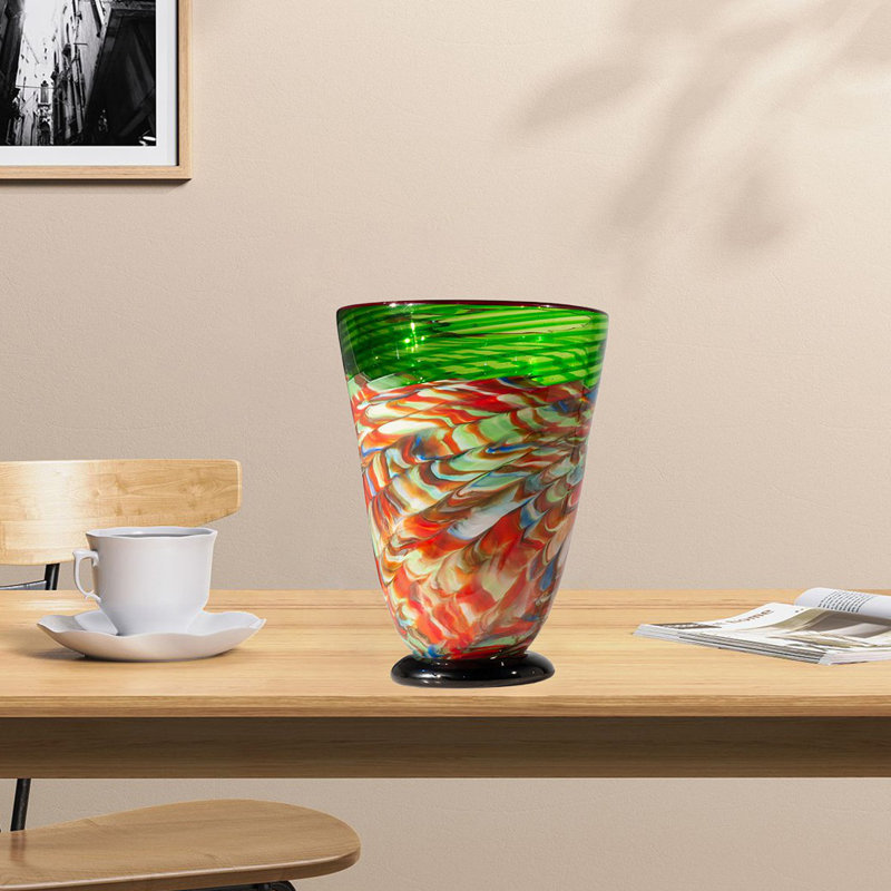 Hand Blown Multicolor Glass Decorative Table Vase