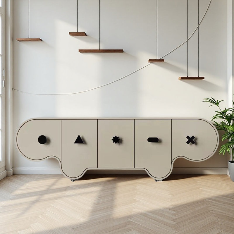 Meuble télé moderne et simple blanc cassé