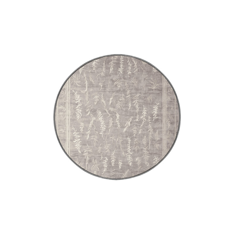 Machine Washable Gray Area Rug, Round 3'