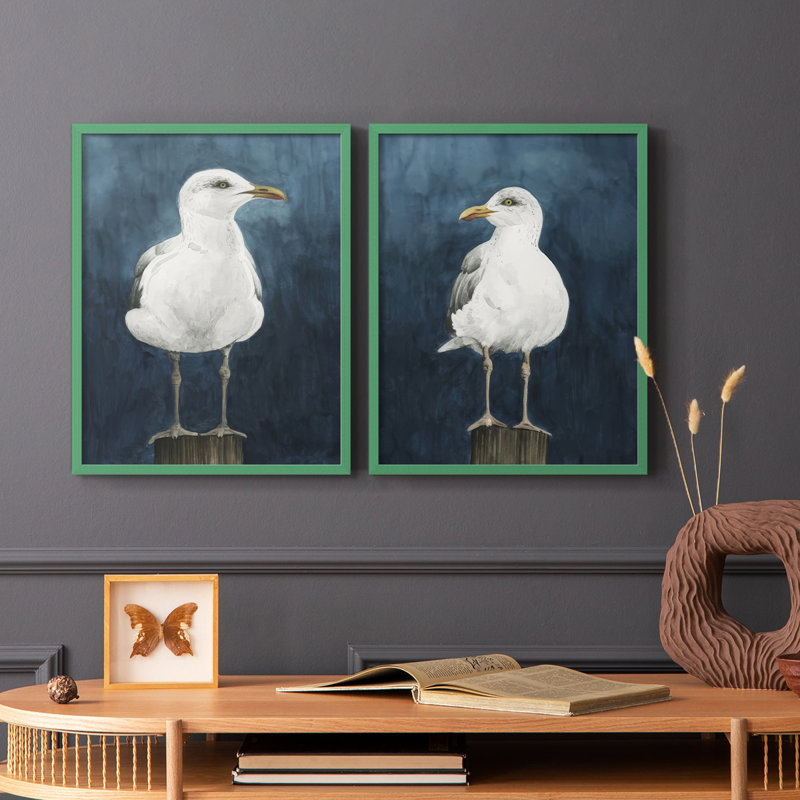 «Night Gull I», reproduction encadrée de qualité supérieure - prête à être accrochée - aucun clou requis - aucun clou requis