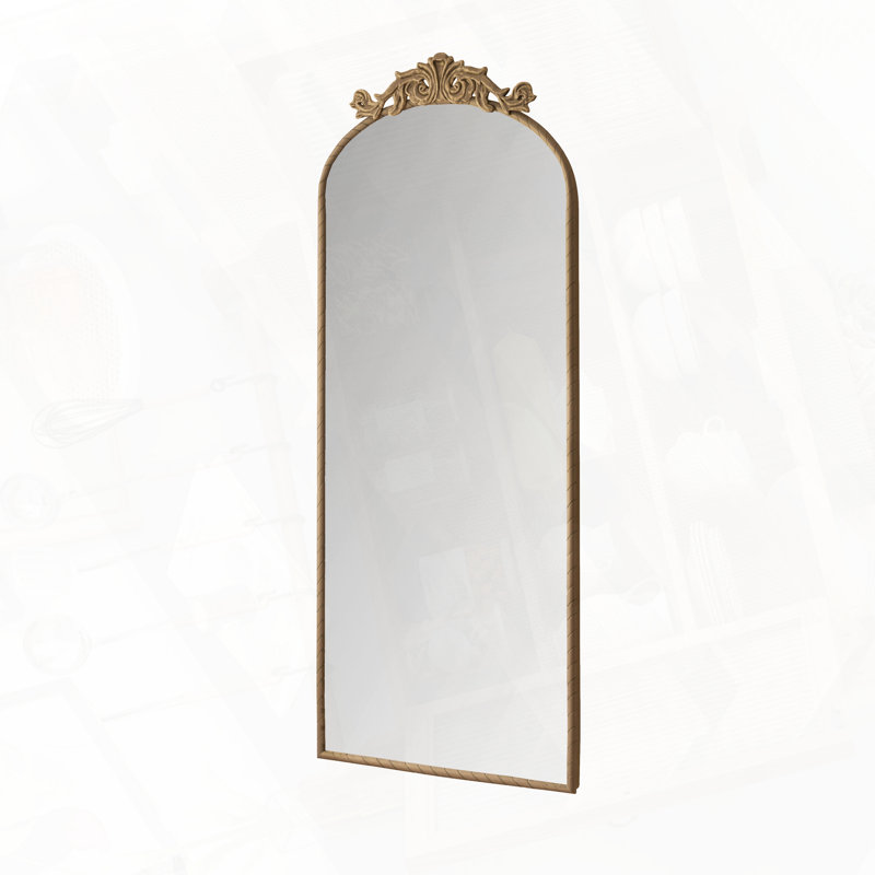 Vintage Arched Full Body Mirror Wall Mounted Decor, Bronze