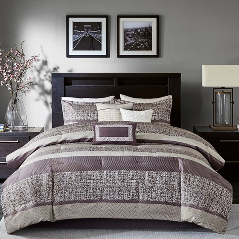 Édredon mauve très grand - Ensemble de literie de luxe 7 pièces
