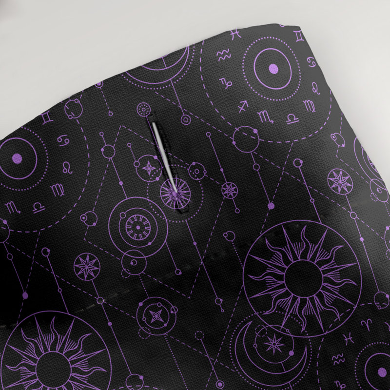 Rideau de douche simple astrologie, Noir / Mauve