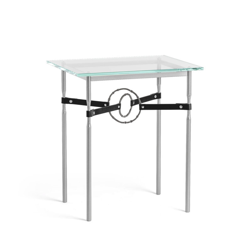 Table d'appoint Equus, Platine rétro, Fumée foncée avec cuir noir