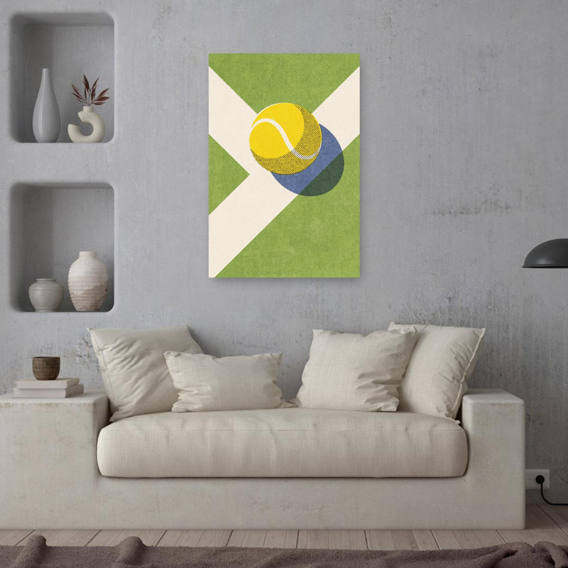 «Tennis Court Corner», impression d'art moderne abstrait rétro, 36" H x 24" W