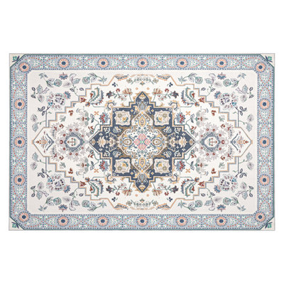 Tapis lavable antidérapant à motif floral persan