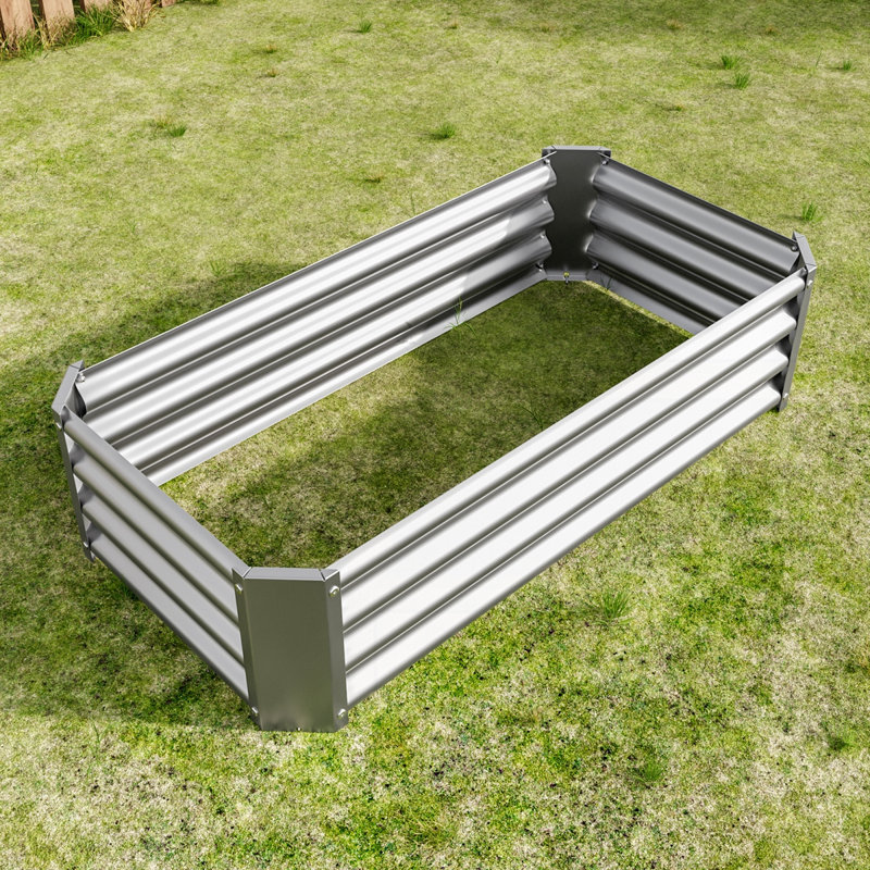 Rectangle Raised Metal Raised Garden Bed, Set of 1, Black, 11.81" H x 47.24" W x 24" D