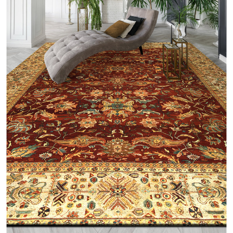 Tapis rectangulaire en laine noué à la main