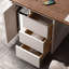 Bureau en bois manufacturé rectangulaire brun noisette + beige + acier inoxydable avec 3 tiroirs-109026603-109026606