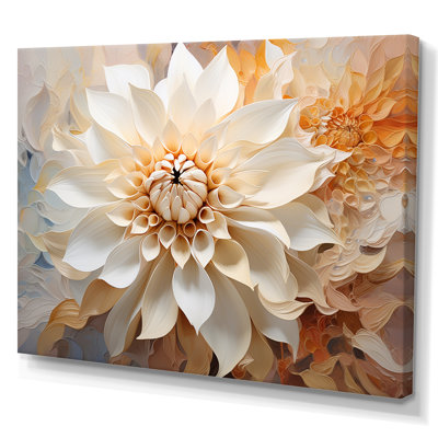 Fleur de dahlia blanc minimaliste - imprimé